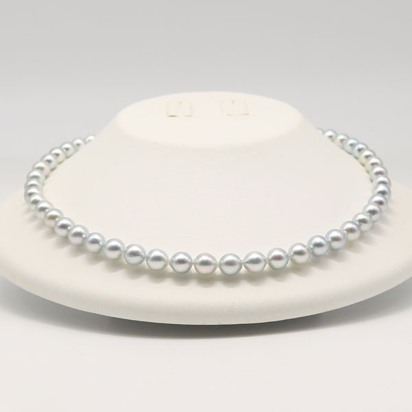真珠 ネックレス あこや真珠 パール 7.5mm-8mm ナチュラル ブルー