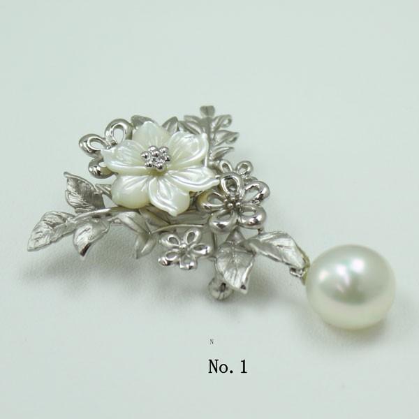 真珠 パール ブローチ 南洋白蝶真珠 パールブローチ 10mm ホワイト