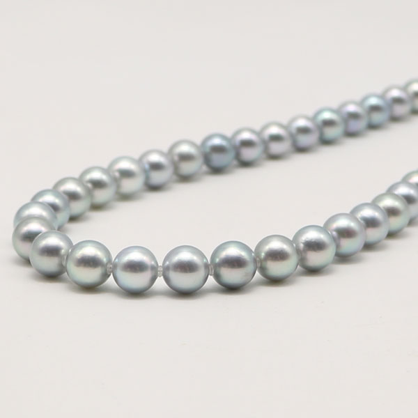 真珠 パール ネックレス あこや真珠 8mm-8.5mm ブルーグレーパール