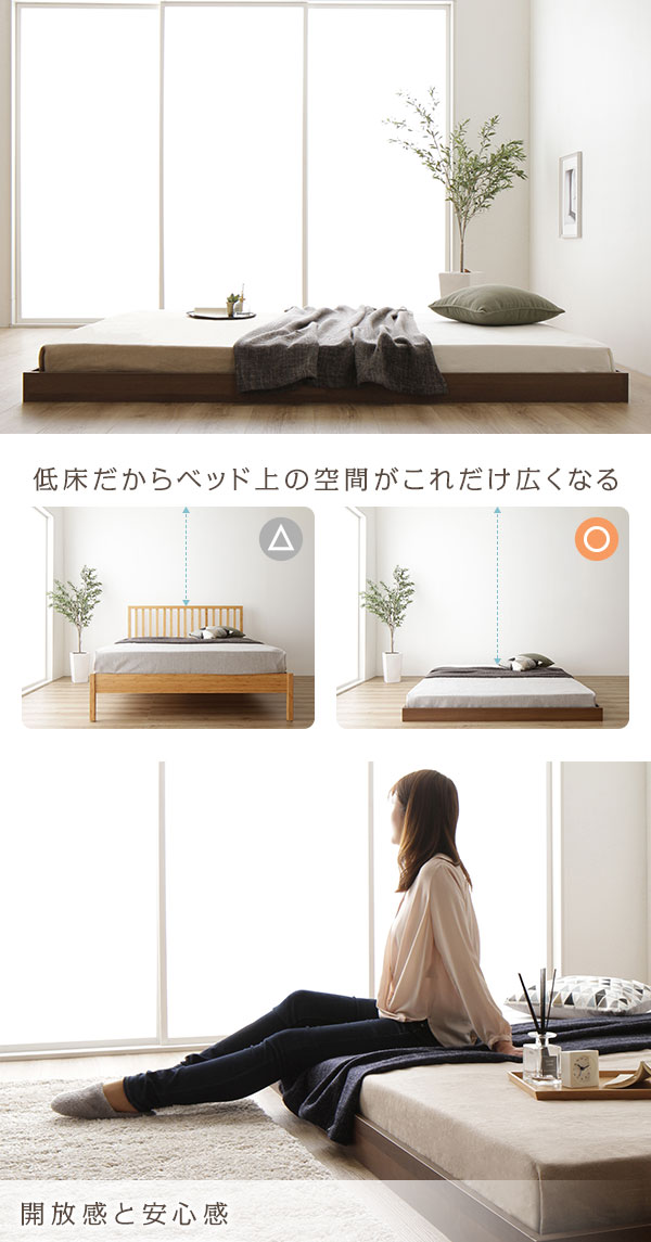 ベッド 低床 ロータイプ すのこ 木製 コンパクト ヘッドレス シンプル 