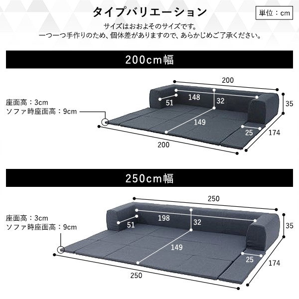 フロアソファー/ローソファー (Mサイズ レッド) 幅200cm 日本製 フロア 