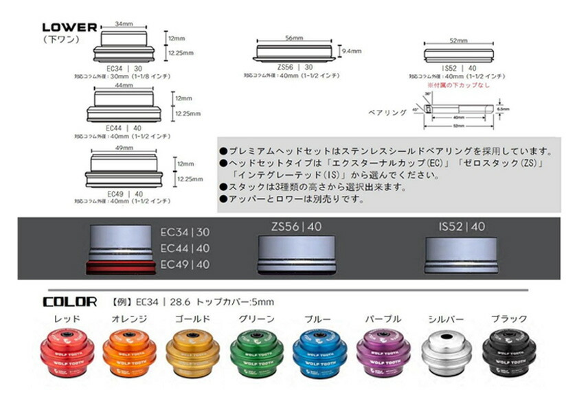 Wolf Tooth ウルフトゥース EC44/40 Premium Lower Headset