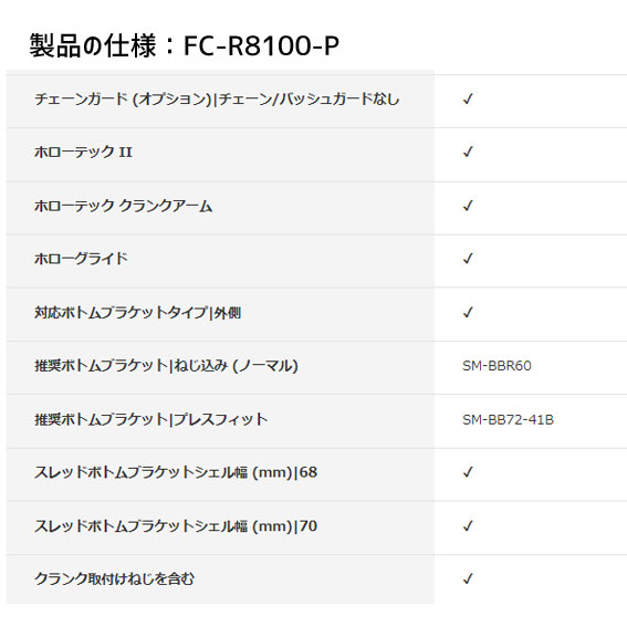 SHIMANO シマノ アルテグラ FC-R8100-P 175mm 50×34T クランクセット