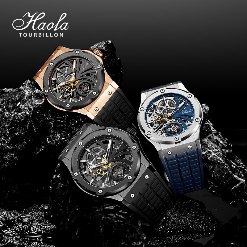 Haofa1913-1 腕時計 メンズ スケルトン 機械式自動巻き パワーリザーブ 80時間 サファイアガラス おしゃれ 防水 高級人気 男性プレゼント