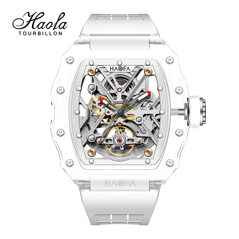 Haofa2202 透明クリスタルケース 自動巻き時計メンズ スケルトン
