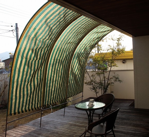【美品】アーチ型スタンドサンシェード ブラウン 横3m 奥行1m 高さ2.9m awningarch3.jpg