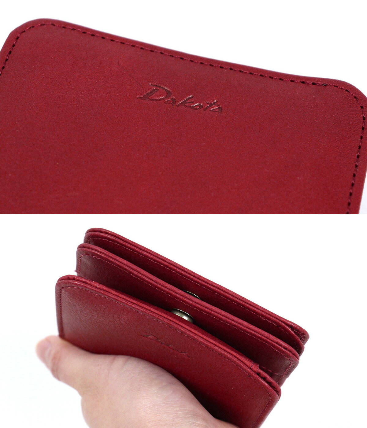 新品タグ付き✨ダコタ 二つ折り財布 がま口 レッド 本革 イタリア製 牛革 箱付 Dakota（ダコタ） 二つ折り財布 ボックス型小銭入れ ラルゴ 牛革 本革