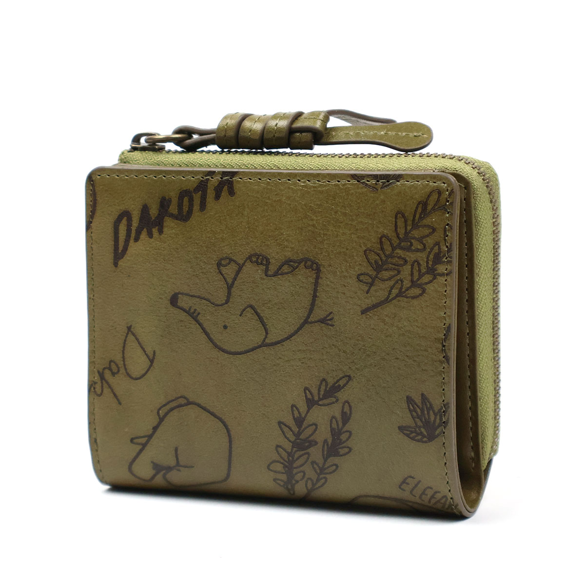 Dakota（ダコタ） 二つ折り財布 L字ファスナー小銭入れ 象 ゾウ