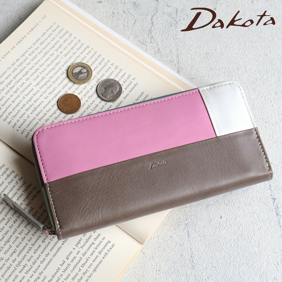 Dakota（ダコタ） ラウンドファスナー長財布 パッチワーク モダン