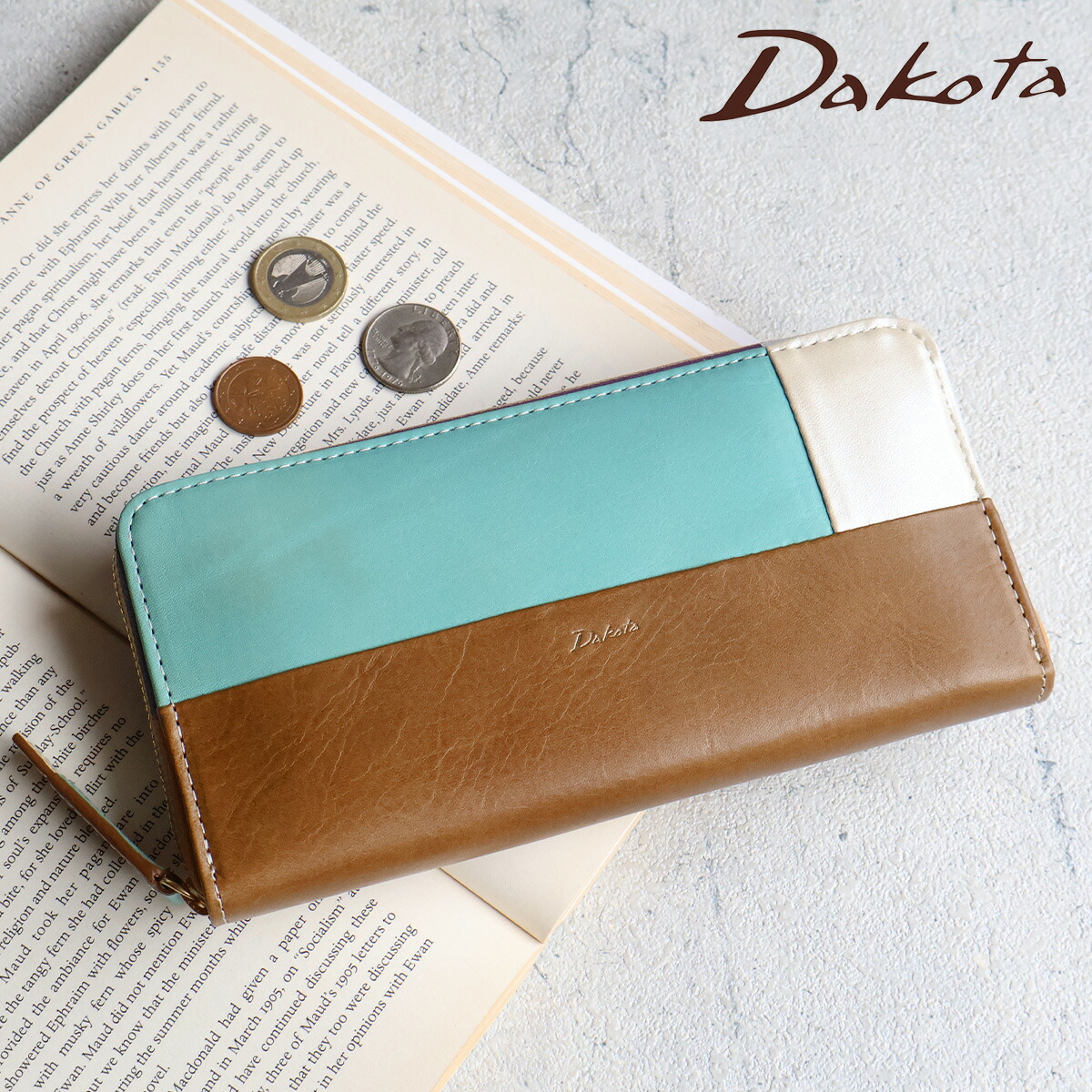 Dakota（ダコタ） ラウンドファスナー長財布 パッチワーク モダン