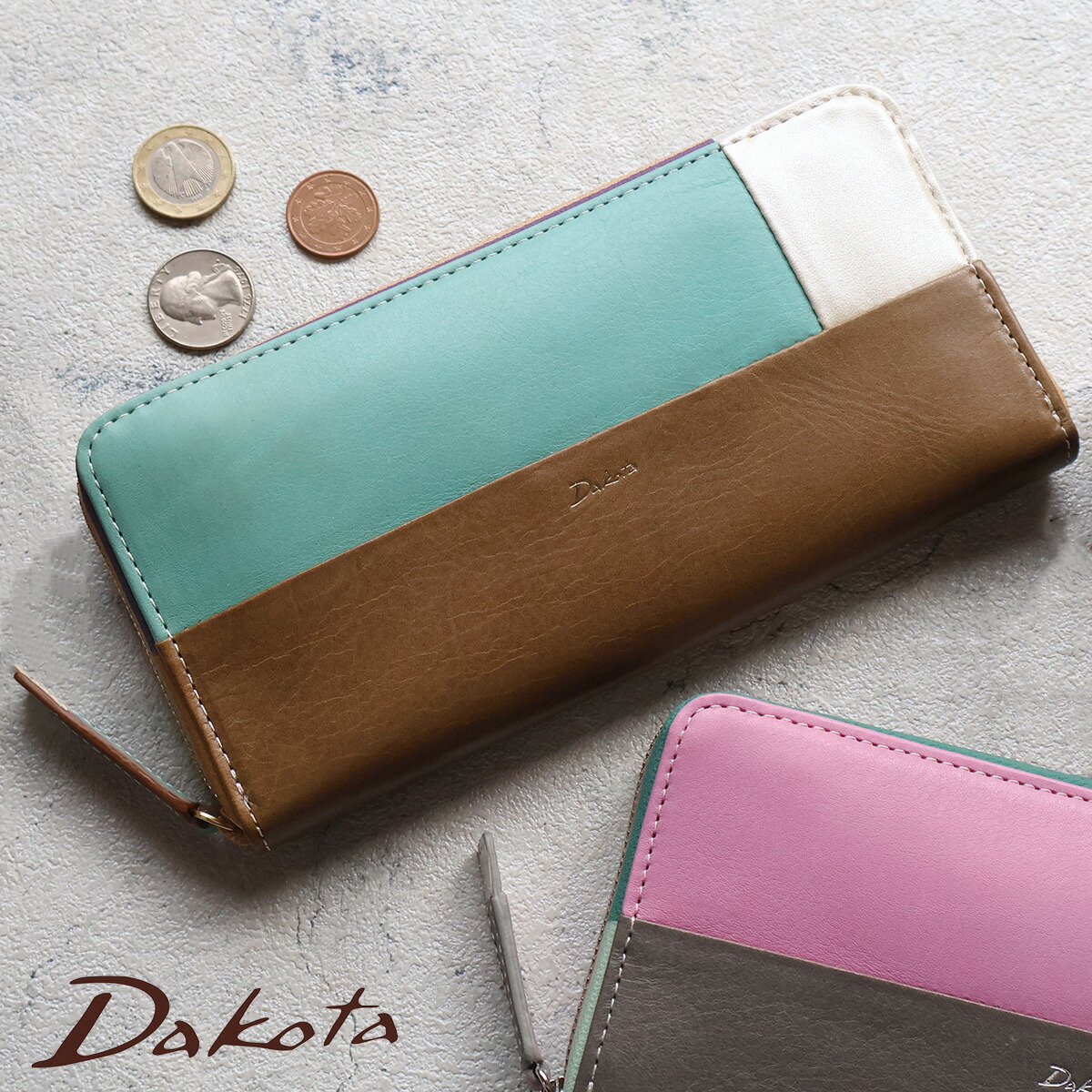 Dakota（ダコタ） ラウンドファスナー長財布 パッチワーク モダン