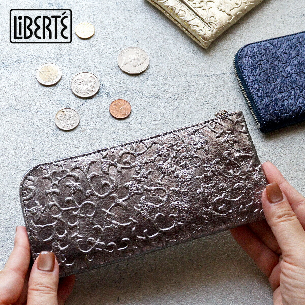 長財布 LiBERTE リベルテ リエール 薄型 L字ファスナー アラベスク模様