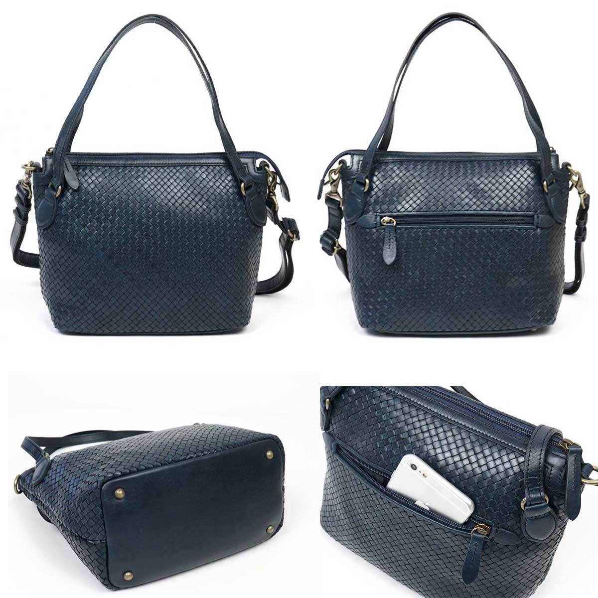 box21 メッシュレザー 2WAYショルダーバッグ ハンドバッグ 本革