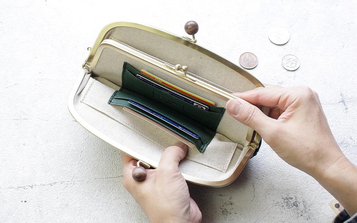 Folna 財布 がま口長財布 親子がま口 フォルナ ドット 木玉 ウッド