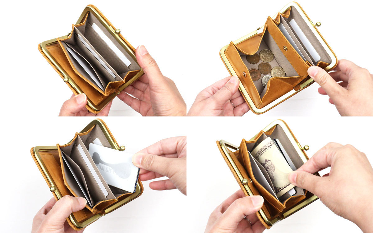 Folna がま口財布 カードケース フォルナ ヌメストライプ ボックス型