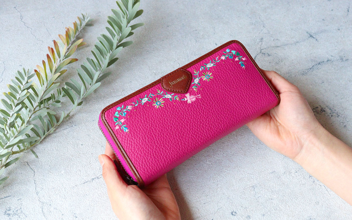 Jocomomola 薄マチ長財布 刺繍 鳥 jocomomola ホコモモラ ペタロ