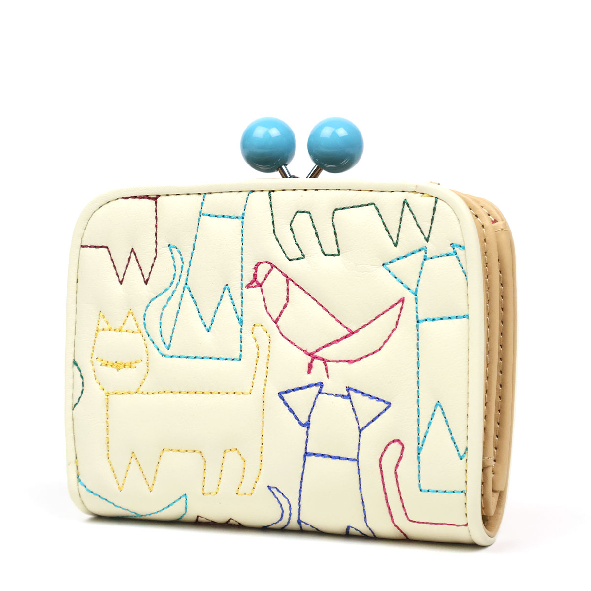 Jocomomola（ホコモモラ） 二つ折り財布 外付け小銭入れ がま口