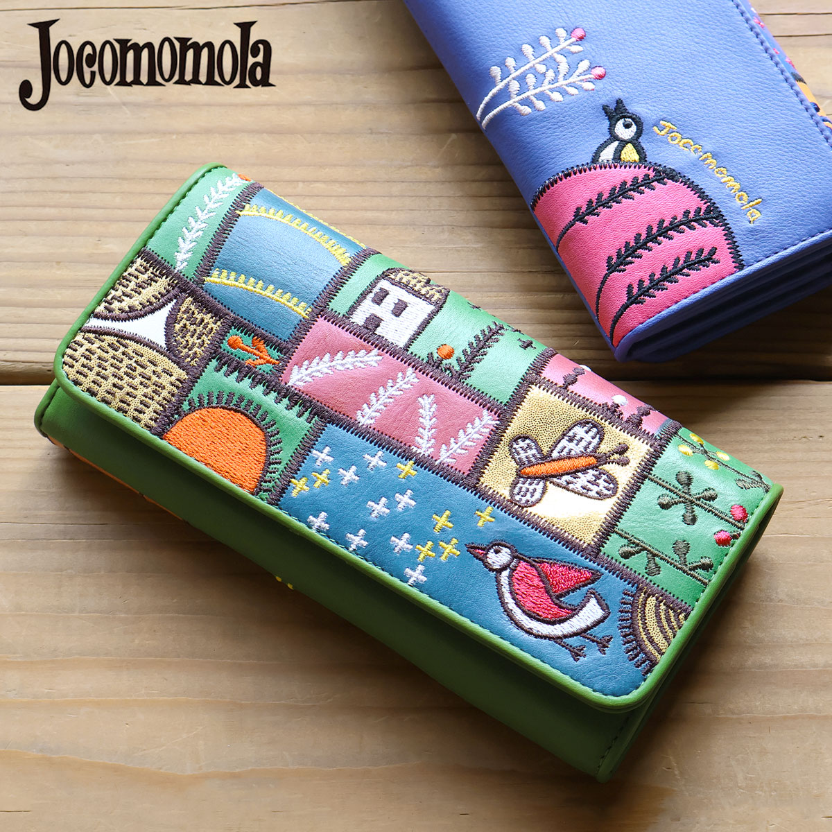 Jocomomola（ホコモモラ） かぶせ長財布 カンポ 牛革 ピッグ箔 5388012