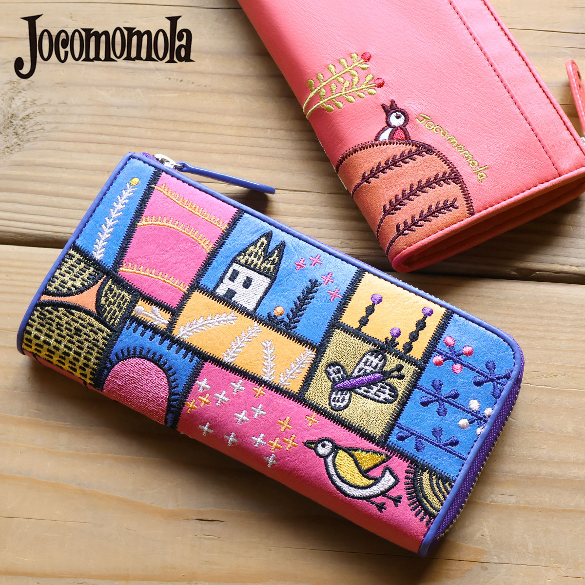 Jocomomola（ホコモモラ） L字ファスナー長財布 カンポ 牛革 ピッグ箔