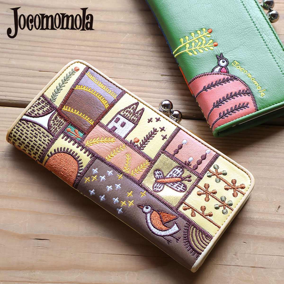 Jocomomola（ホコモモラ） かぶせ長財布 カンポ 牛革 ピッグ箔 5388012