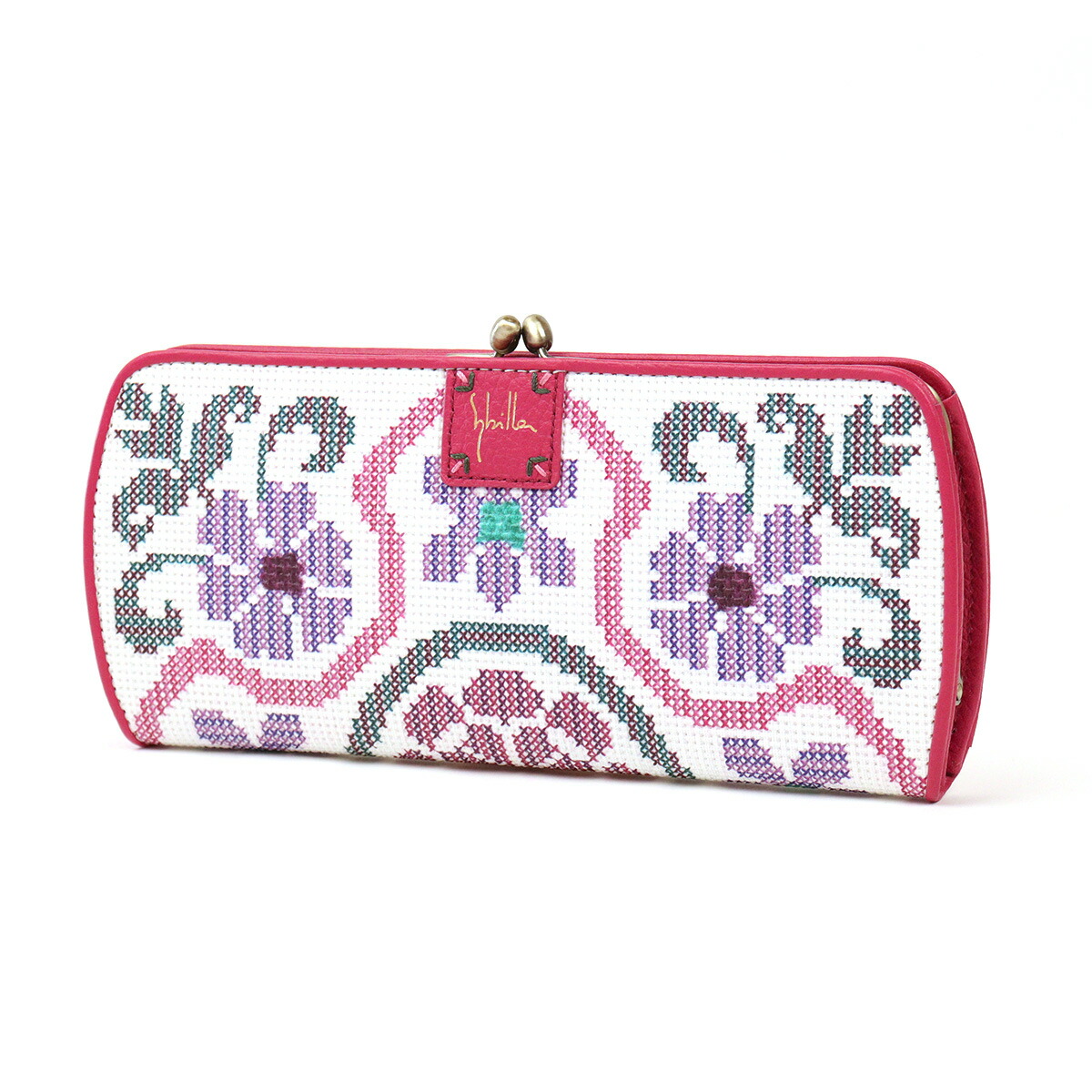 Sybilla がま口長財布 刺繍風 プリント 型押し sybilla シビラ