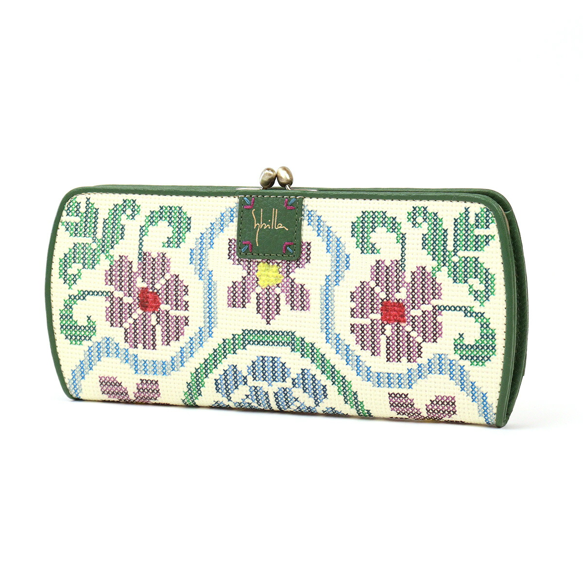 Sybilla がま口長財布 刺繍風 プリント 型押し sybilla シビラ