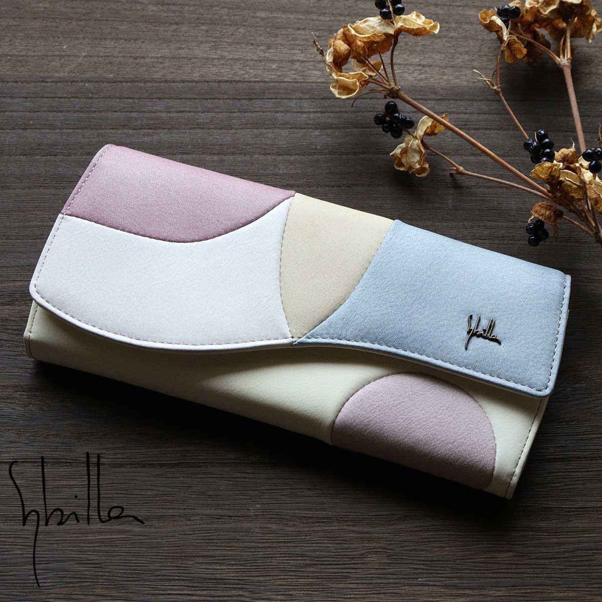 Sybilla（シビラ） 長財布 かぶせ パッチワーク マルチカラー アート