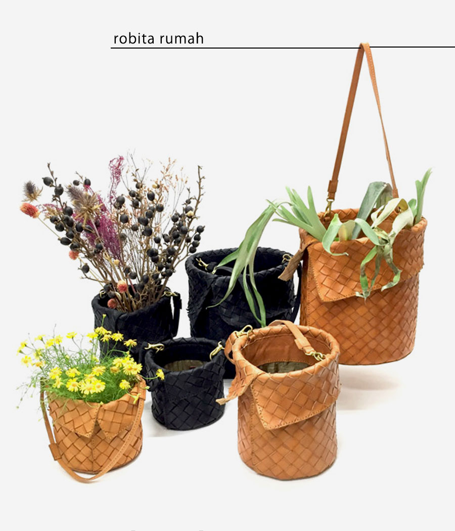 プランターカバー (Sサイズ) バケツ型ケース メッシュレザー 本革