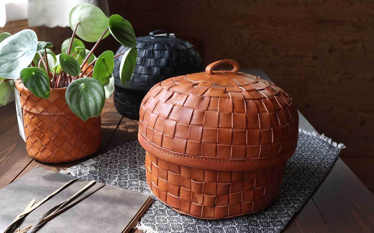 小物入れ ドーム型収納ケース 卓上 蓋つき おしゃれ メッシュレザー 本