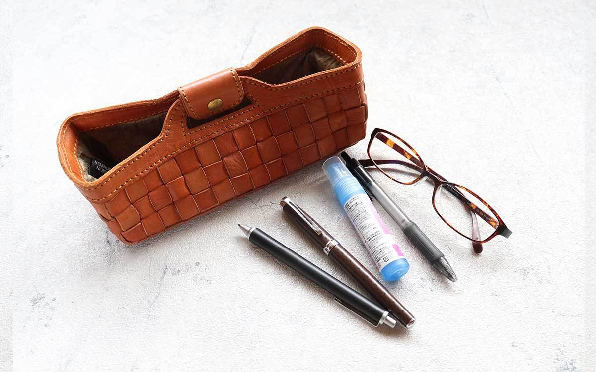 小物入れ カトラリー入れ 卓上 メッシュレザー おしゃれ キャンプ