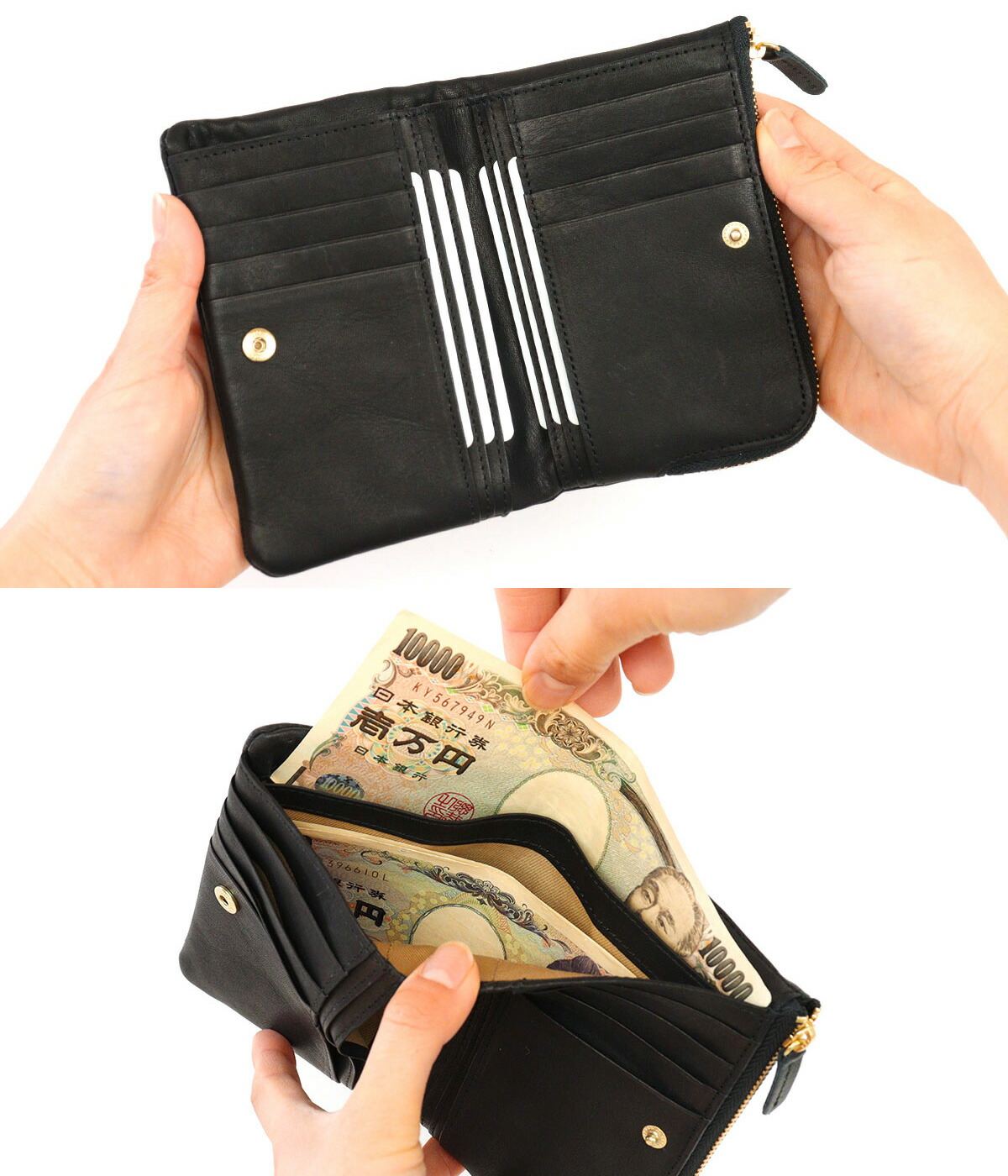 CLEDRAN 二つ折り財布 L字ファスナー (クレドラン) RON(ロン