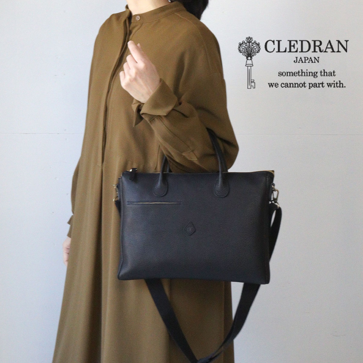 2WAYトートバッグ ビジネスバッグ CLEDRAN クレドラン CORE A4 FLAT 2WAY BAG 本革 牛革 CL3936 日本製の画像