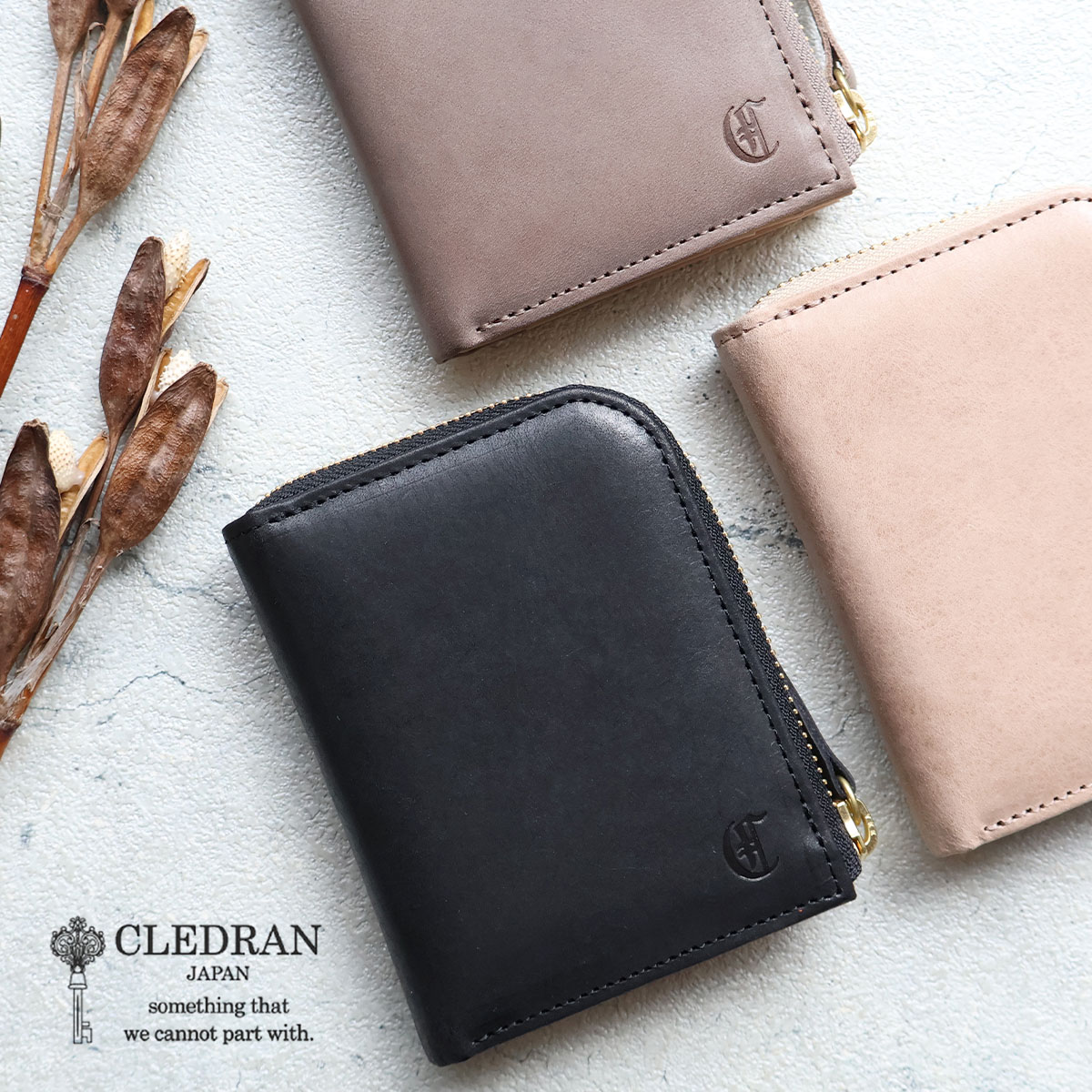 CLEDRAN（クレドラン） 二つ折り財布 シンプル L字ファスナー開閉 EPON