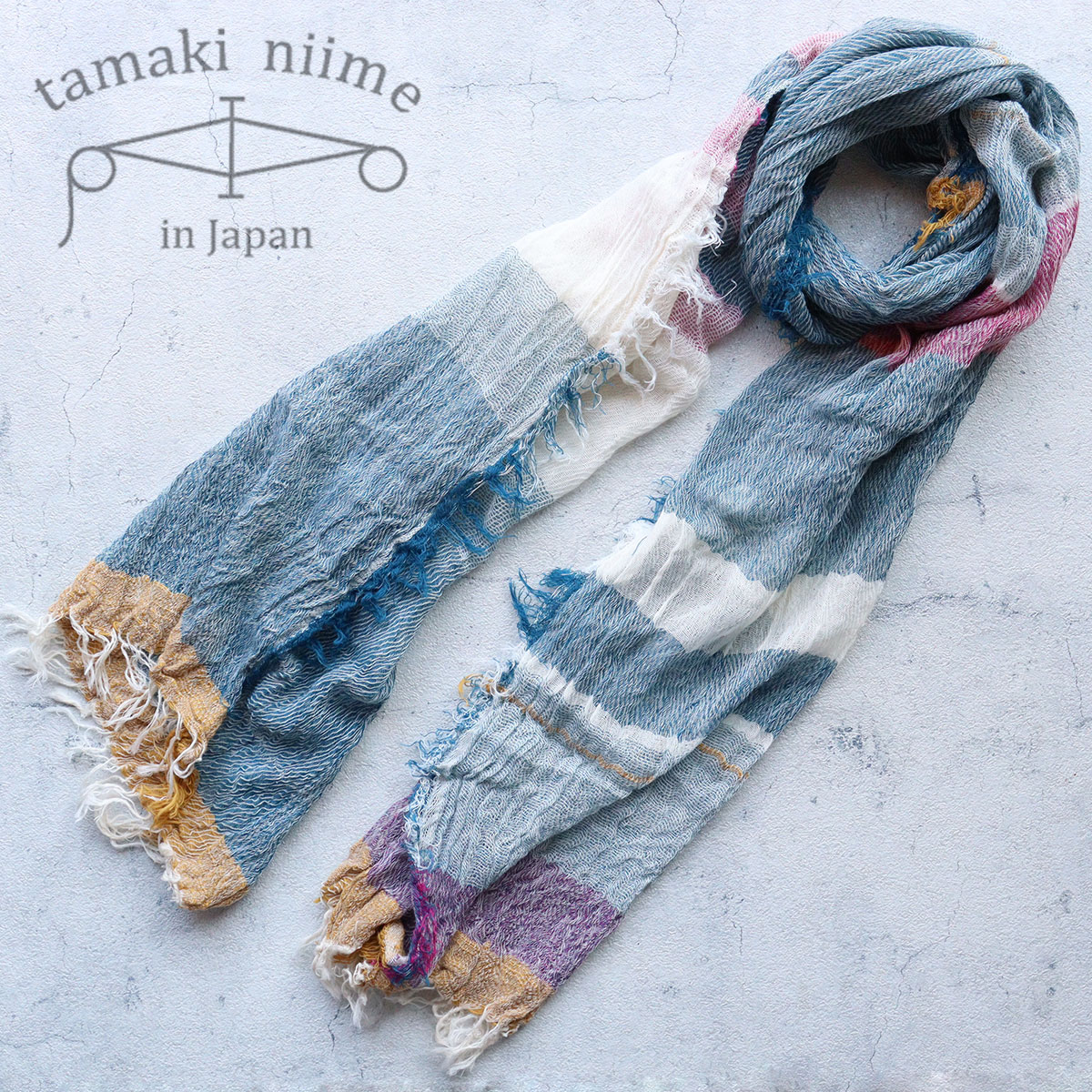 播州織 コットンショールM roots shawl MIDDLE 45×180cm tamaki niime 玉木新雌 ふんわりやわらか。  全て一点もの t2