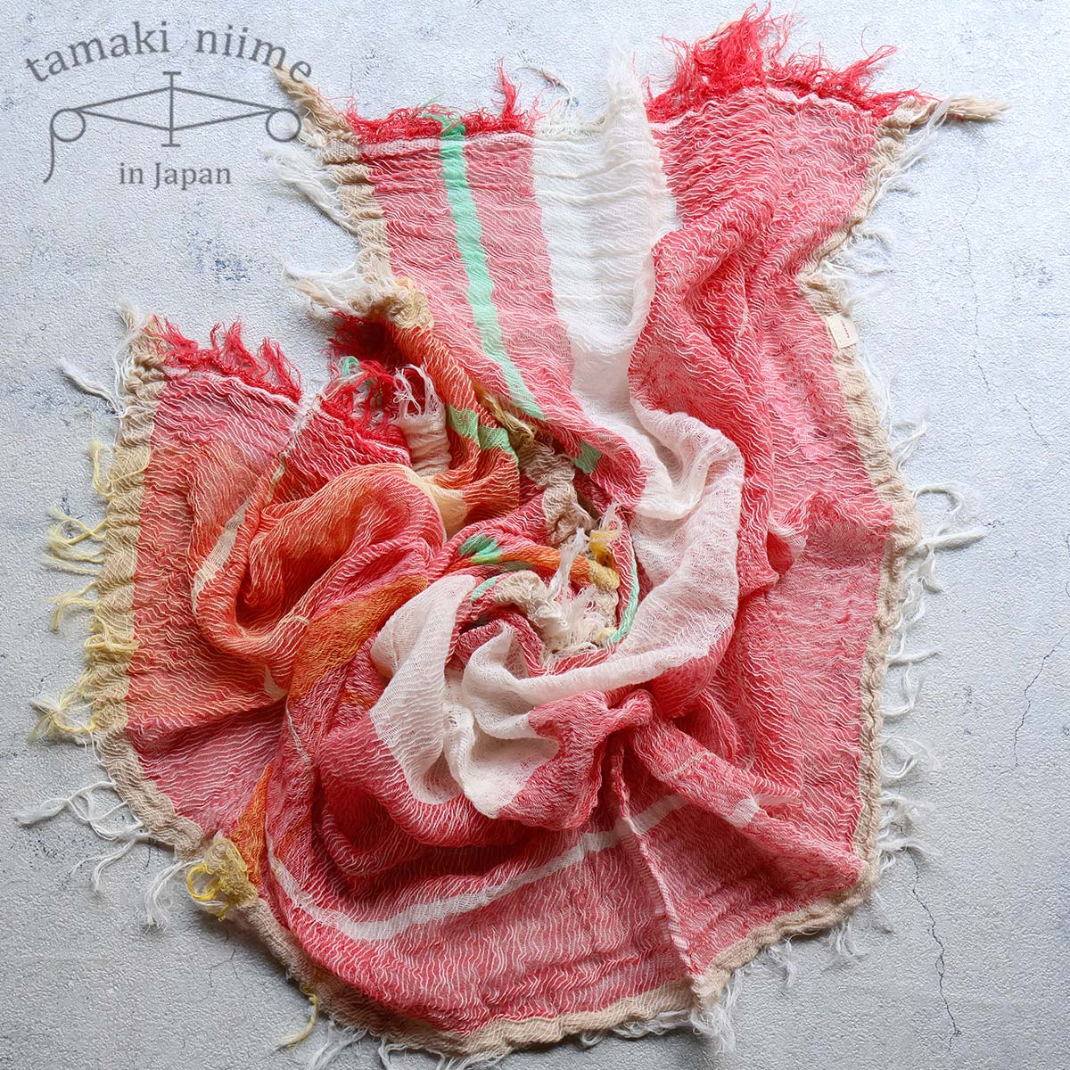 【新品】tamaki niime　ショール コットン ストール 玉木新雌 tamaki niime 播州織 コットンショールS roots shawl SMALL 44×118cm