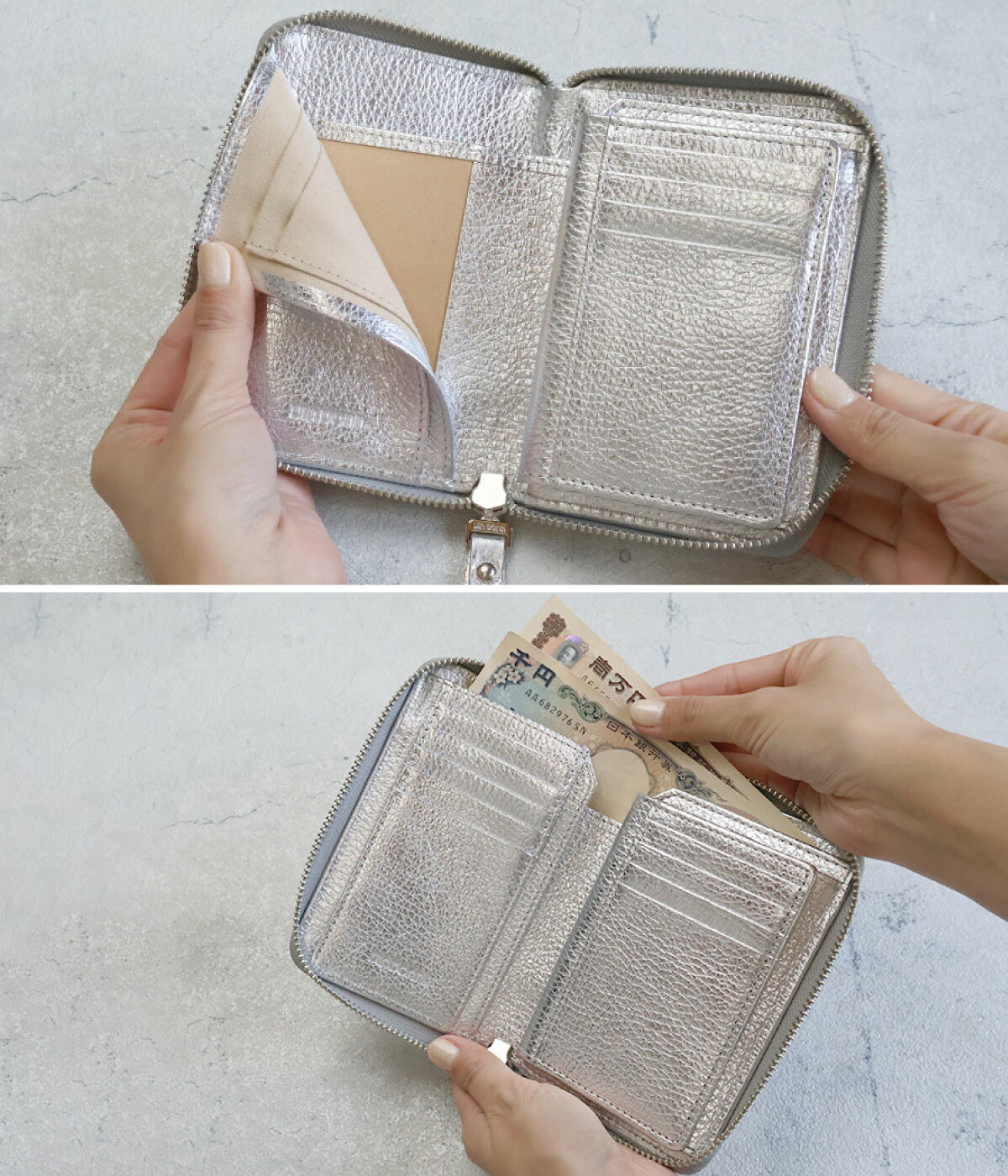 VIADOAN（ヴィアドアン） 二つ折り財布 ラウンドファスナー財布