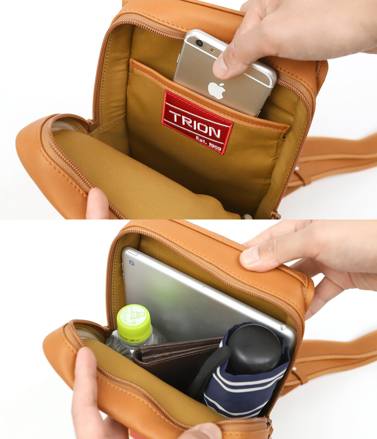 TRION（トライオン） ボディバッグ グラブレザー パネルレザー マルチ