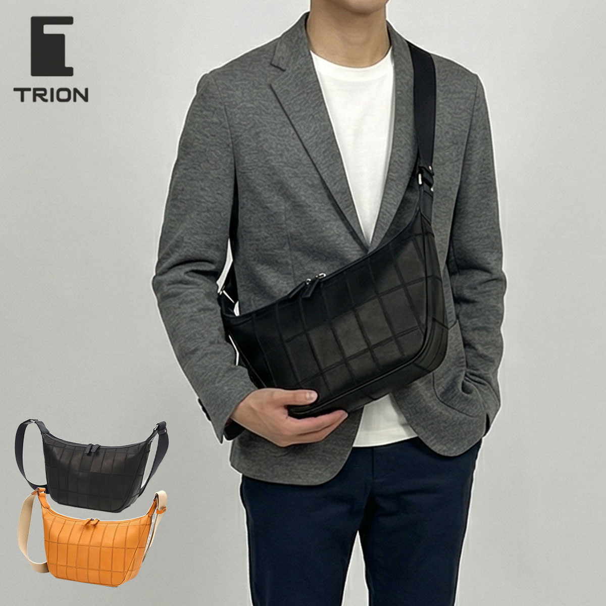 ショルダーバッグ グラブレザー TRION トライオン パネルレザー 斜 