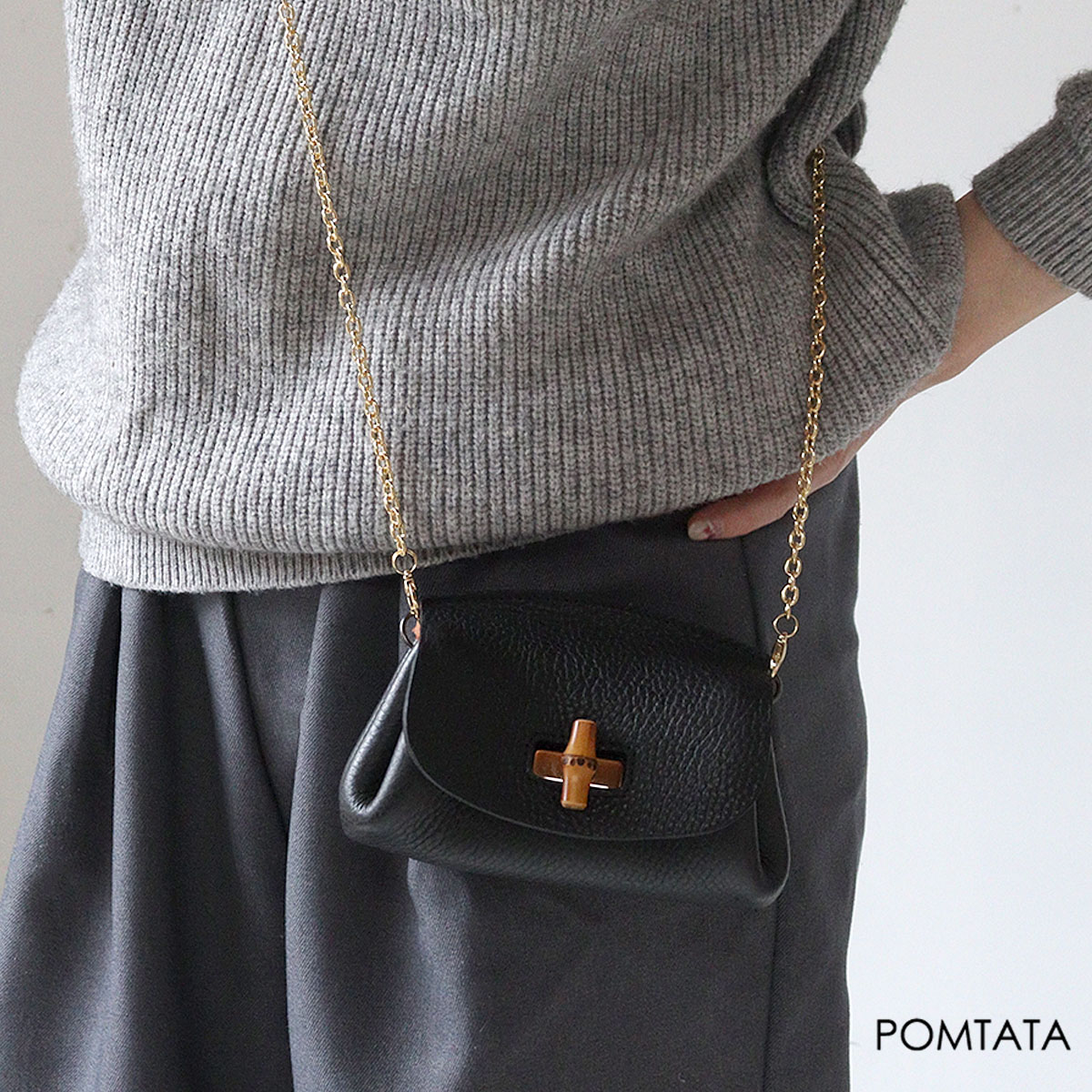 POMTATA（ポンタタ） ミニショルダー アクセサリーポーチ BAMB 本革