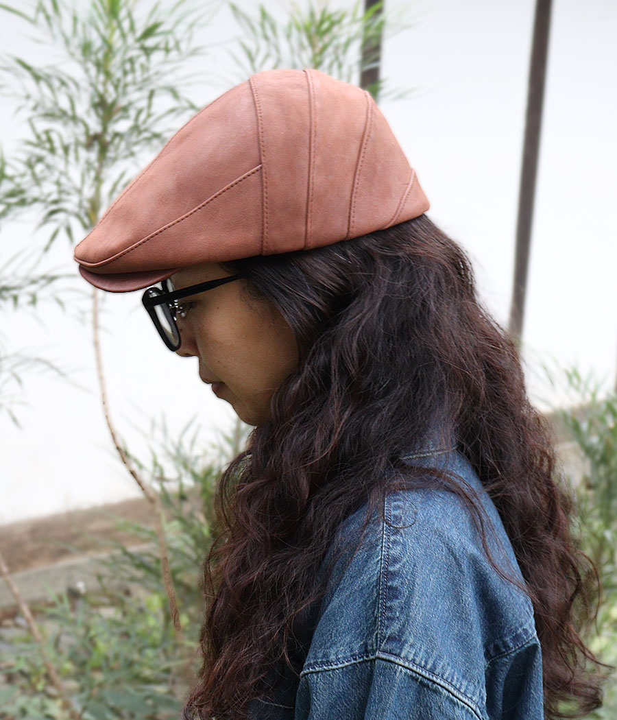 ハンチング マッシュハンチ 本革 牛革 帽子 秋冬 ハット メンズ ユニ