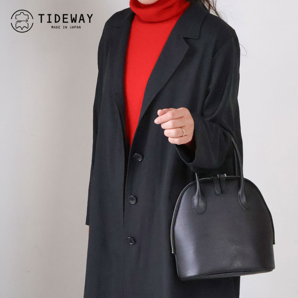 TIDEWAY（タイドウェイ） バッグ ボストン S グリッドチェック 型押し 