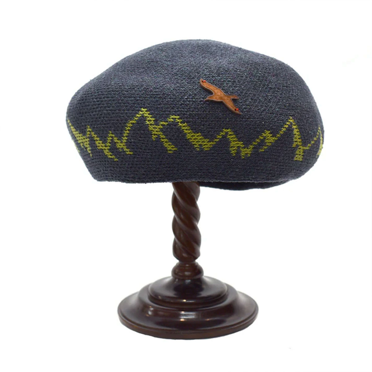 ベレー帽 山と鳥 tuduri(ツヅリ) シルク 綿 フリーサイズ サイズ調整