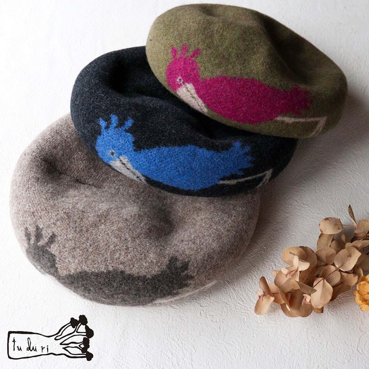 希望12000円 襤褸とアイヌ刺繍 リバーシブルベレー帽 希望12000円