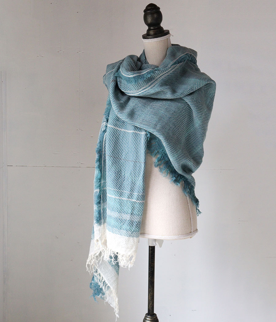 tamaki niime 播州織 ウールコットンショールL roots shawl BIG一重