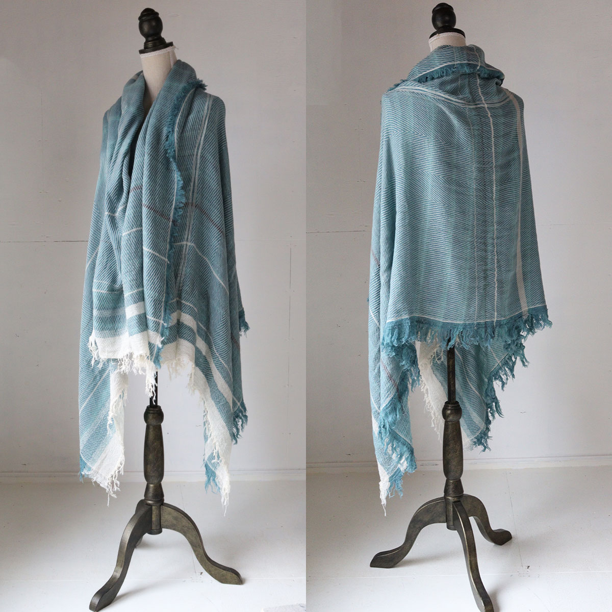 tamaki niime 播州織 ウールコットンショールL roots shawl BIG一重