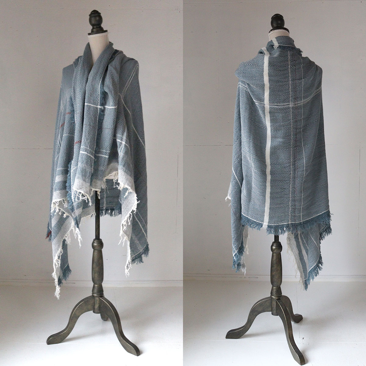 tamaki niime 播州織 ウールコットンショールL roots shawl BIG一重