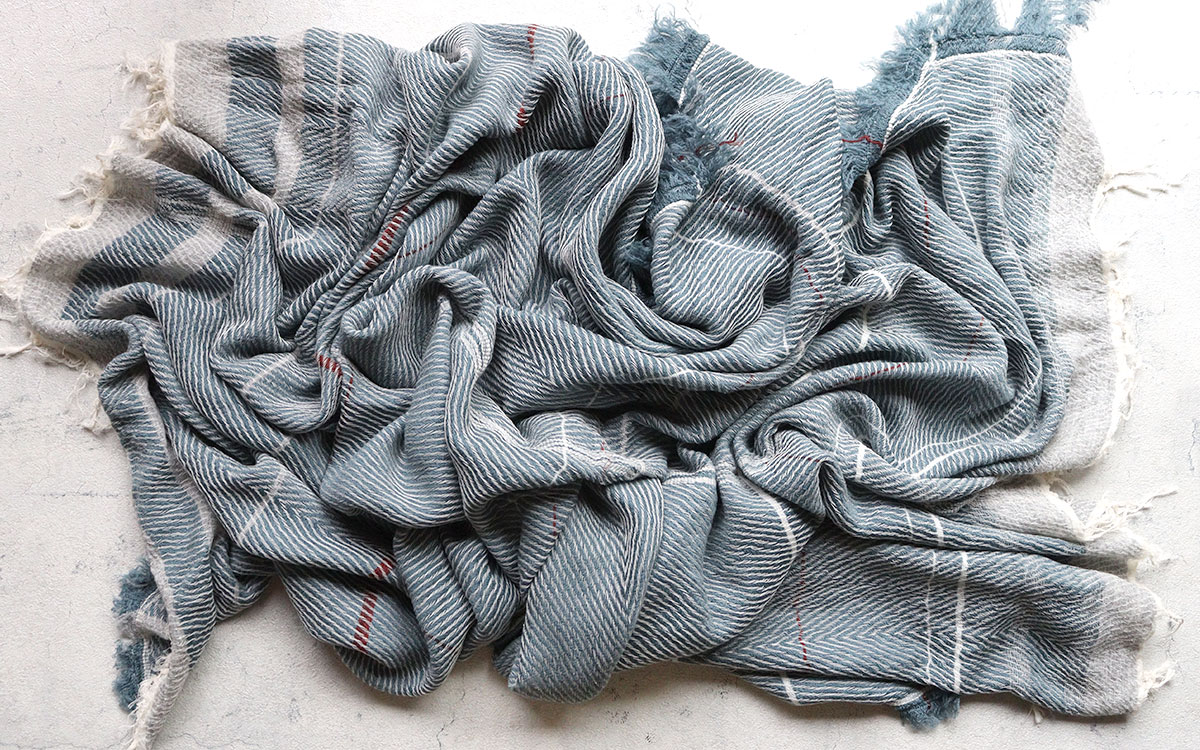 tamaki niime 播州織 ウールコットンショールL roots shawl BIG一重