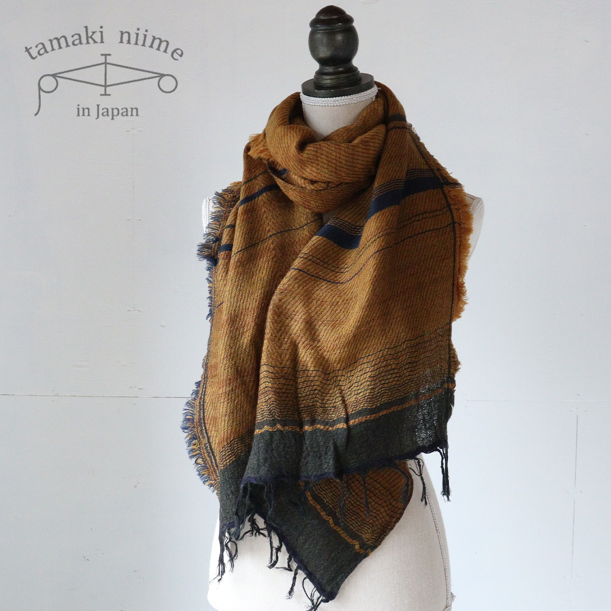 tamaki niime 播州織 ウールコットンショールM roots shawl MIDDLE 55