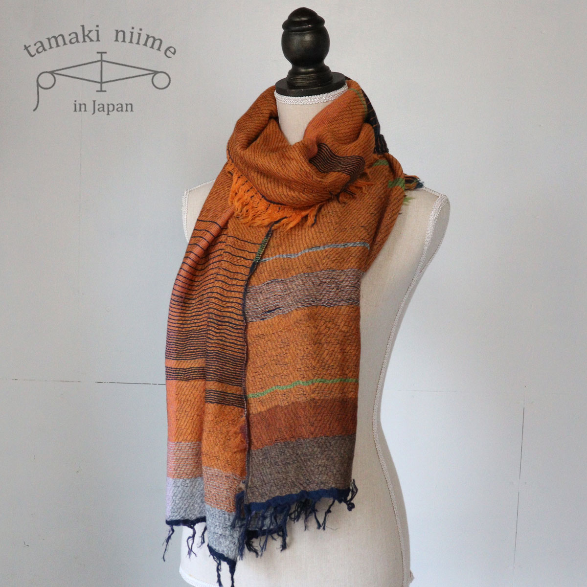 tamaki niime 播州織 ウールコットンショールM roots shawl MIDDLE 55