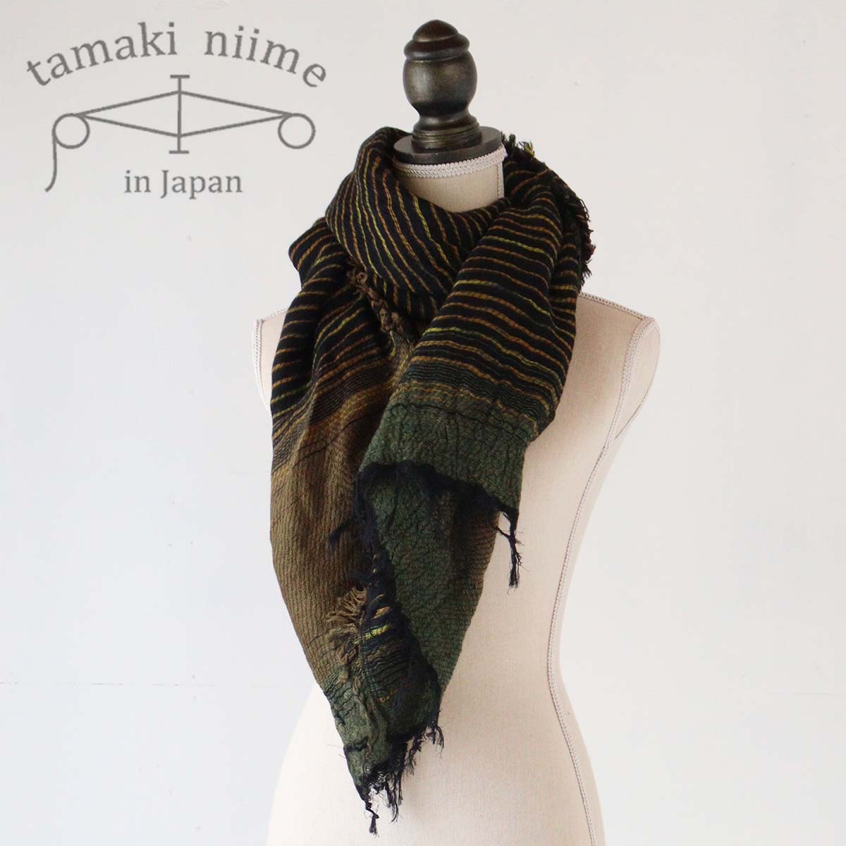 播州織 ウールコットンショールM roots shawl MIDDLE 55×190cm tamaki